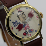 1970s Dick Nixon Men's Swiss Made Gold Watch by Peace Time Company