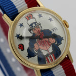 1970s Uncle Sam Election Vote Gold Calendar Watch w/ Strap