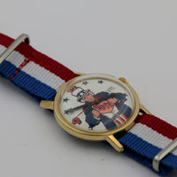 1970s Uncle Sam Election Vote Gold Calendar Watch w/ Strap