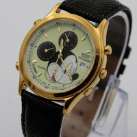 Seiko Mickey Mouse Men's Calendar Chronograph Alarm Gold Quartz Watch w/ Original Strap