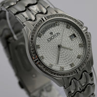 Croton Men's Quartz Silver Extra Large Calendar Paved Watch w/ Bracelet