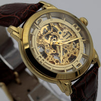 Stuhrling Men's Gold Automatic Skeletonized Case Watch w/ Strap