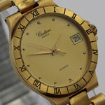 Croton Men's Swiss Made Quartz Gold Thin Roman Numerals Bezel Watch w/ Bracelet