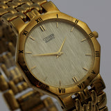 Citizen Men's Quartz Gold Ultra Thin Watch w/ Gold Bracelet