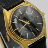 Citizen Men's Quartz Gold Dual Calendar Watch w/ Genuine Lizard Strap