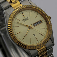 Citizen Men's Quartz Gold Dual Calendar Coin Bezel Watch w/ Bracelet