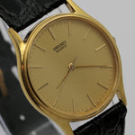 Seiko Men's Gold Quartz Unique Dial Ultra Thin Watch w/ Strap