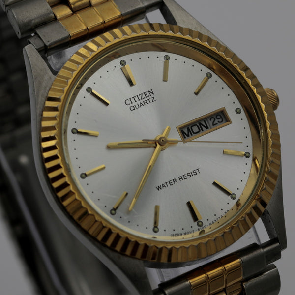 Citizen Men's Quartz Gold Dual Calendar Coin Bezel Watch w/ Bracelet