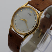 Seiko Ship Men's Gold Quartz Unique Dial Watch w/ Strap