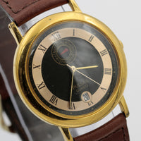 Seiko / Pulsar Men's Gold Quartz Unique Dual Calendar Watch w/ Strap