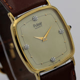 Seiko / Pulsar Men's Quartz Gold Diamonds Watch w/ Strap