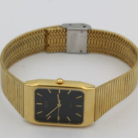 Seiko Men's Gold Quartz Black Dial Watch w/ Gold Bracelet