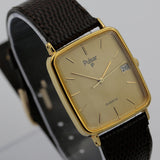 Seiko / Pulsar Men's Quartz Gold Calendar Ultra Thin Watch w/ Strap