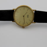 Seiko Men's Gold Quartz Unique Bezel Watch w/ Strap