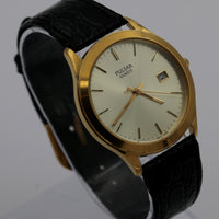 Seiko / Pulsar Men's Gold Quartz Unique Dial Calendar Watch w/ Strap