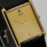 Seiko Men's Gold Quartz Ultra Thin Diamond Watch w/ Strap