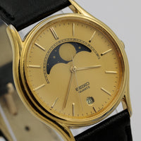 Seiko Men's Quartz Gold Moonphase Calendar Watch w/ Original Strap