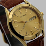 Seiko Men's Dual Calendar Gold Quartz Watch w/ Strap