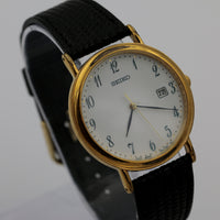 Seiko Men's Gold Quartz Unique Dial Calendar Watch w/ Strap