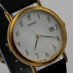 Seiko Men's Gold Quartz Unique Dial Calendar Watch w/ Strap