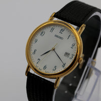 Seiko Men's Gold Quartz Unique Dial Calendar Watch w/ Strap