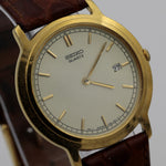 Seiko Men's Gold Quartz Unique Dial Calendar Watch w/ Strap