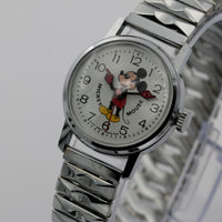 1970s Bradley Mickey Mouse Walt Disney Production Silver Watch w/ Bracelet