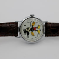 1968 Ingersol-Timex Mickey Mouse Men&#39;s Silver Watch w/ Strap