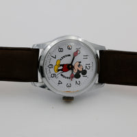 1960s Bradley Mickey Mouse Swiss Made Walt Disney Production Silver Watch w/ Strap