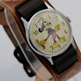 1970 Ingersol-Timex Mickey Mouse Men's Silver Watch w/ Fancy Strap
