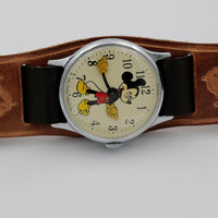 1970 Ingersol-Timex Mickey Mouse Men's Silver Watch w/ Fancy Strap