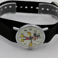 1970 Ingersol-Timex Mickey Mouse Silver Watch w/ Military Strap