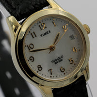 Timex Ladies Gold Pearl Dial Indiglo Calendar Quartz Watch w/ Strap