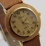 Ronica Men's Wood Quartz Collector's Gold Watch w/ Strap