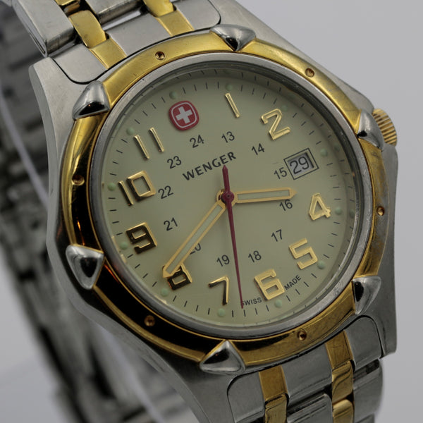 Wenger Men's Swiss Made MilitaryTime Calendar Diver Quartz Silver Watch w/ Bracelet