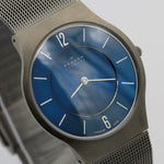 Skagen Men's Silver Case Blue Dial Quartz Watch w/ Bracelet