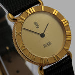 Bill Blass Ladies Quartz Gold Thin Watch w/  Lizard Strap