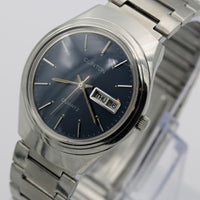 Clinton Men's Silver 9Jwl Quartz Dual Calendar Blue Dial Watch w/ Bracelet