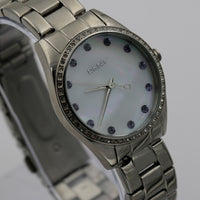 DKNY Ladies Silver Pearl Face Crystals Quartz Watch w/ Bracelet