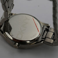 DKNY Ladies Silver Pearl Face Crystals Quartz Watch w/ Bracelet