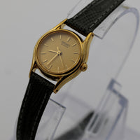 Seiko Ladies Quartz Gold Ultra Thin Watch w/ Teju Lizard Strap