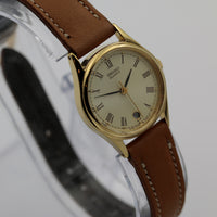 Seiko Ladies Quartz Gold Ultra Thin Calendar Watch w/ Strap