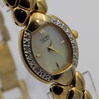 Citizen Ladies Quartz Gold Pearl Dial Diamonds Watch w/ Gold Bracelet