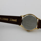 Seiko Ladies Quartz Gold Calendar Thin Watch - w/ Lizard Strap - Rare