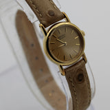 Seiko Ladies Quartz Gold Ultra Thin Watch w/ Ostrich Strap