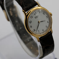 Seiko Ladies Quartz Gold Ultra Thin Watch w/ Genuine Crocodile Strap
