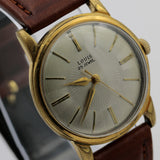 Louis Men's Swiss Made 25Jwl Gold Sunburst Dial Interesting Case Watch w/ Strap