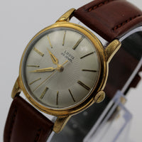 Louis Men's Swiss Made 25Jwl Gold Sunburst Dial Interesting Case Watch w/ Strap