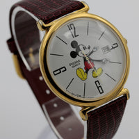 Seiko / Pulsar Mickey Mouse Men's Calendar Gold Large Quartz Watch w/ Strap