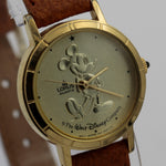 Seiko / Lorus Mickey Mouse Gold Quartz Watch w/ Pigskin Strap